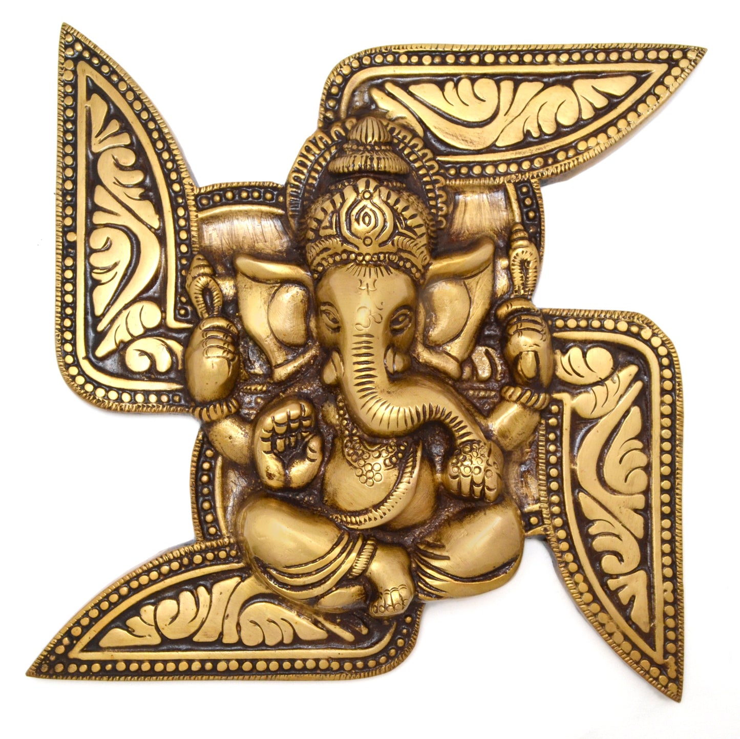 Brass Ganesha Swastika Wall Hanging, Brass Ganesha for Decor