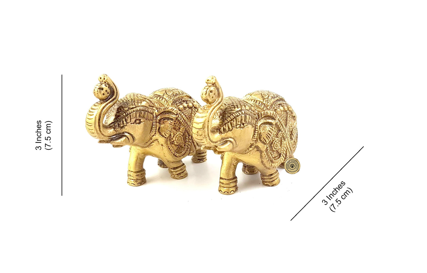 Handmade Ethnic Indian Brass Elephant Pair Decor Showpiece