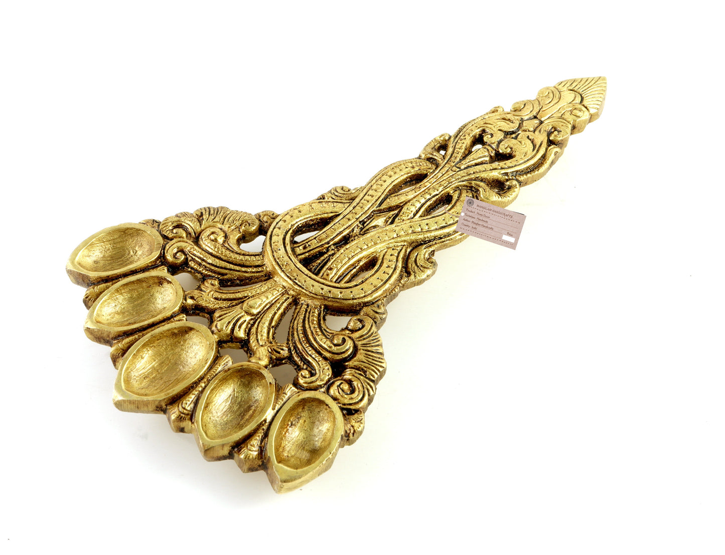 Brass Sheshnag Design Five Oil Wick Pooja Spoon