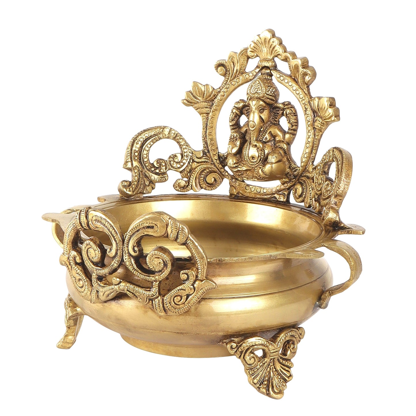 Brass Ethnic Carved Ganesha Design Urli