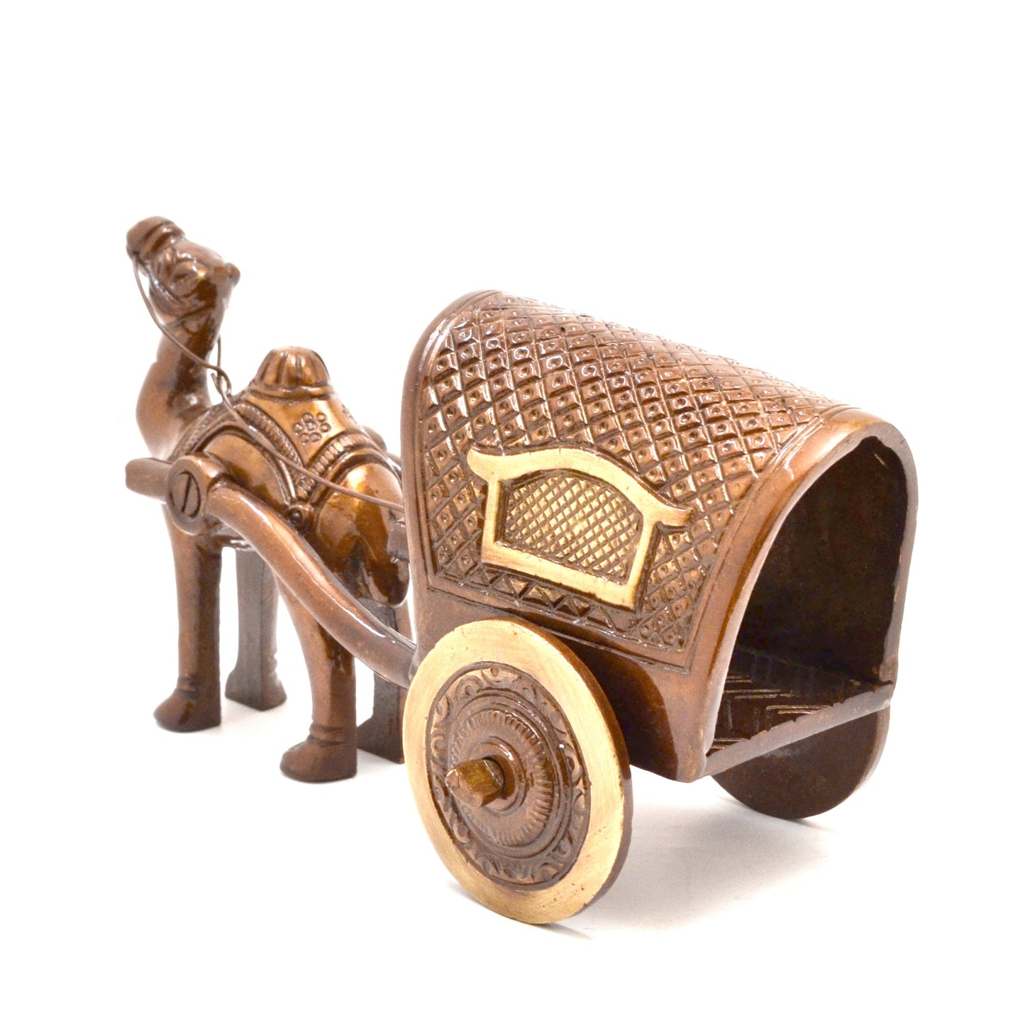 Brass Camel Cart Showpiece Figurine, Standard