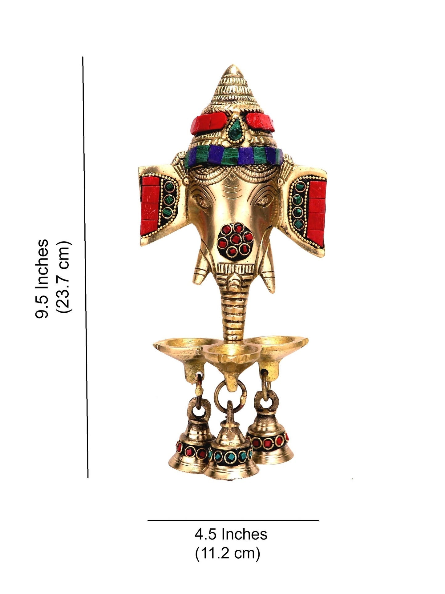 Gemstone Work Brass Ganesha Wall Hanging Diya