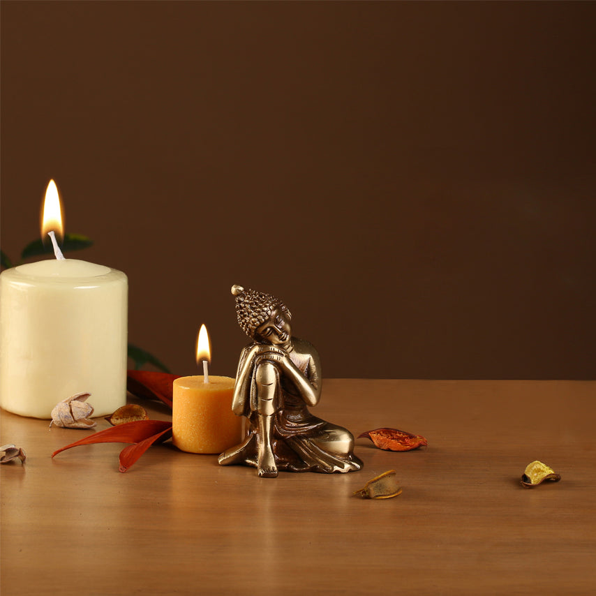 Brass Buddha Resting Showpiece