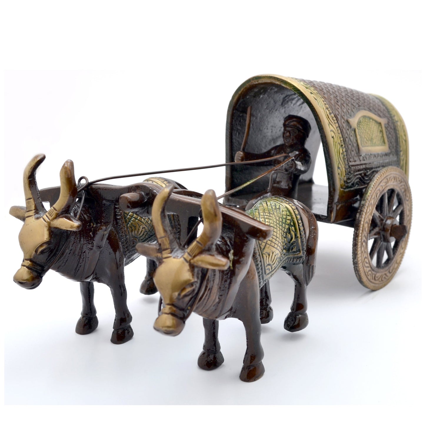 Brass Covered Village Bullock Cart Showpiece