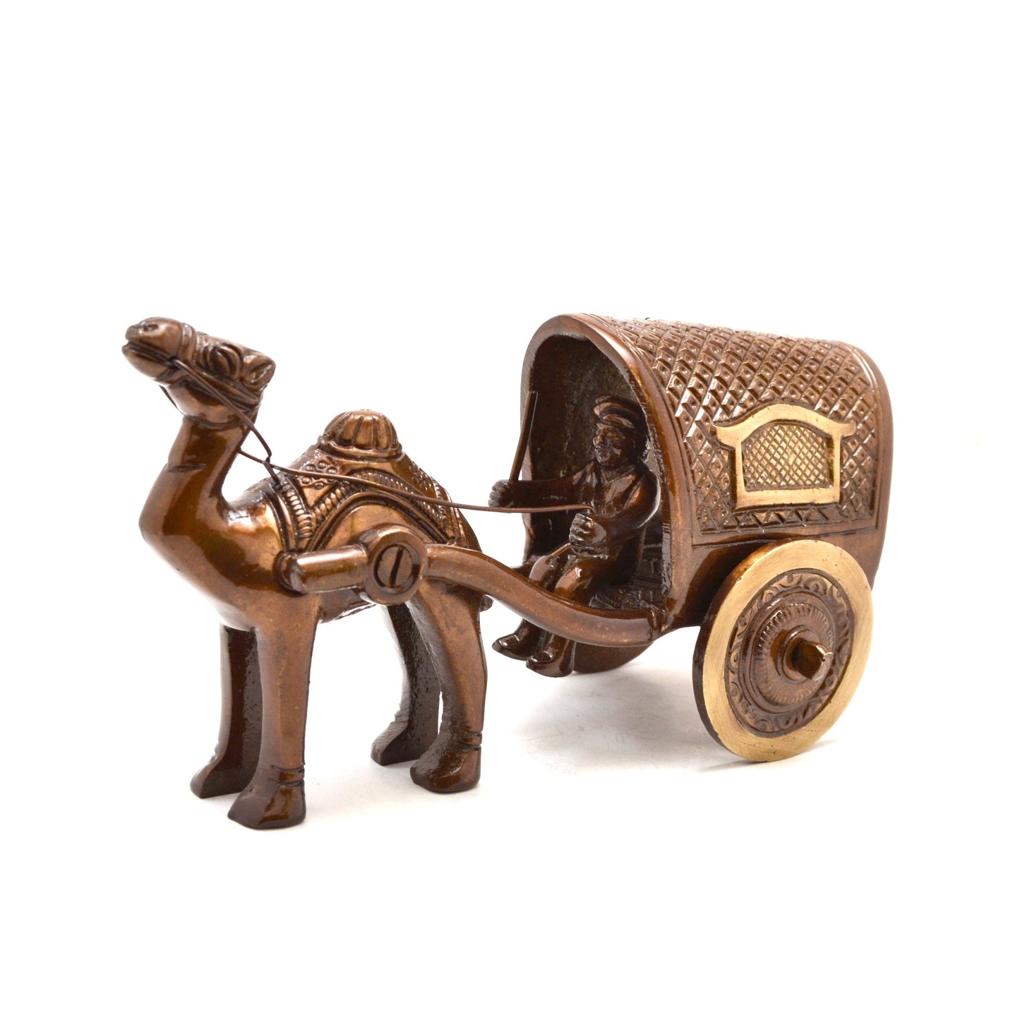 Brass Camel Cart Showpiece Figurine, Standard