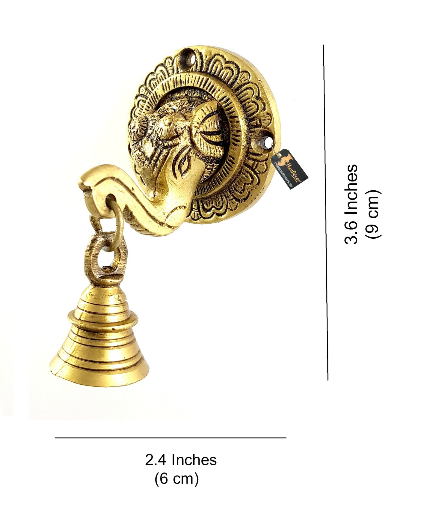 Elephant Face Wall & Door Brass Decorative Bell Pair