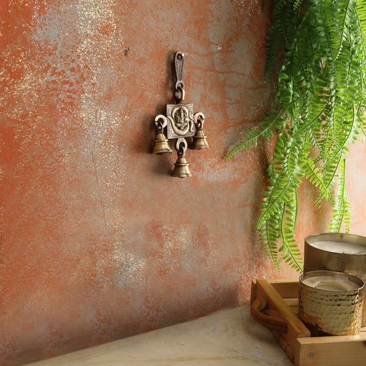 Brass Om Ganesha Hanging Bells, Bells for Home Decor