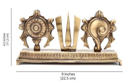 Brass Shankh Chakra Namah Showpiece
