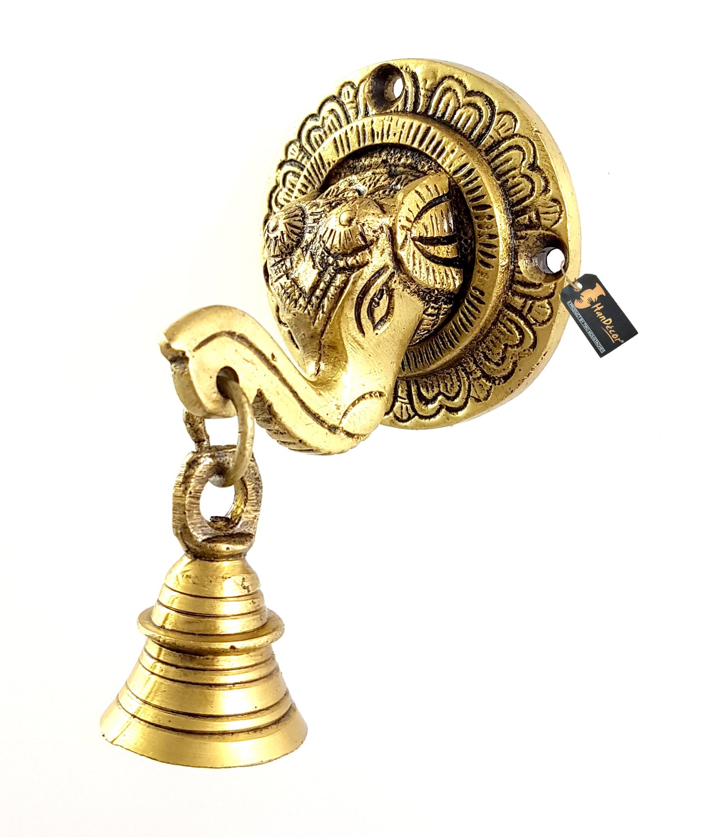 Elephant Face Wall & Door Brass Decorative Bell Pair