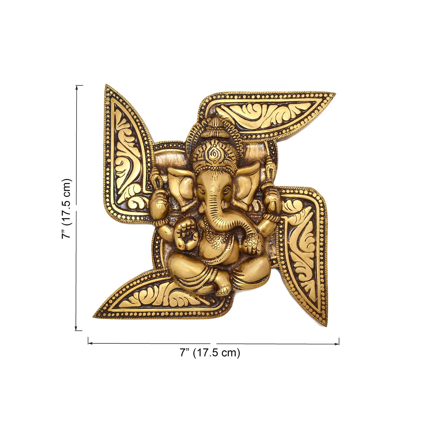 Brass Ganesha Swastika Wall Hanging, Brass Ganesha for Decor