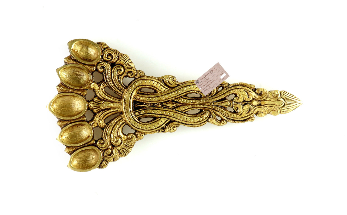 Brass Sheshnag Design Five Oil Wick Pooja Spoon