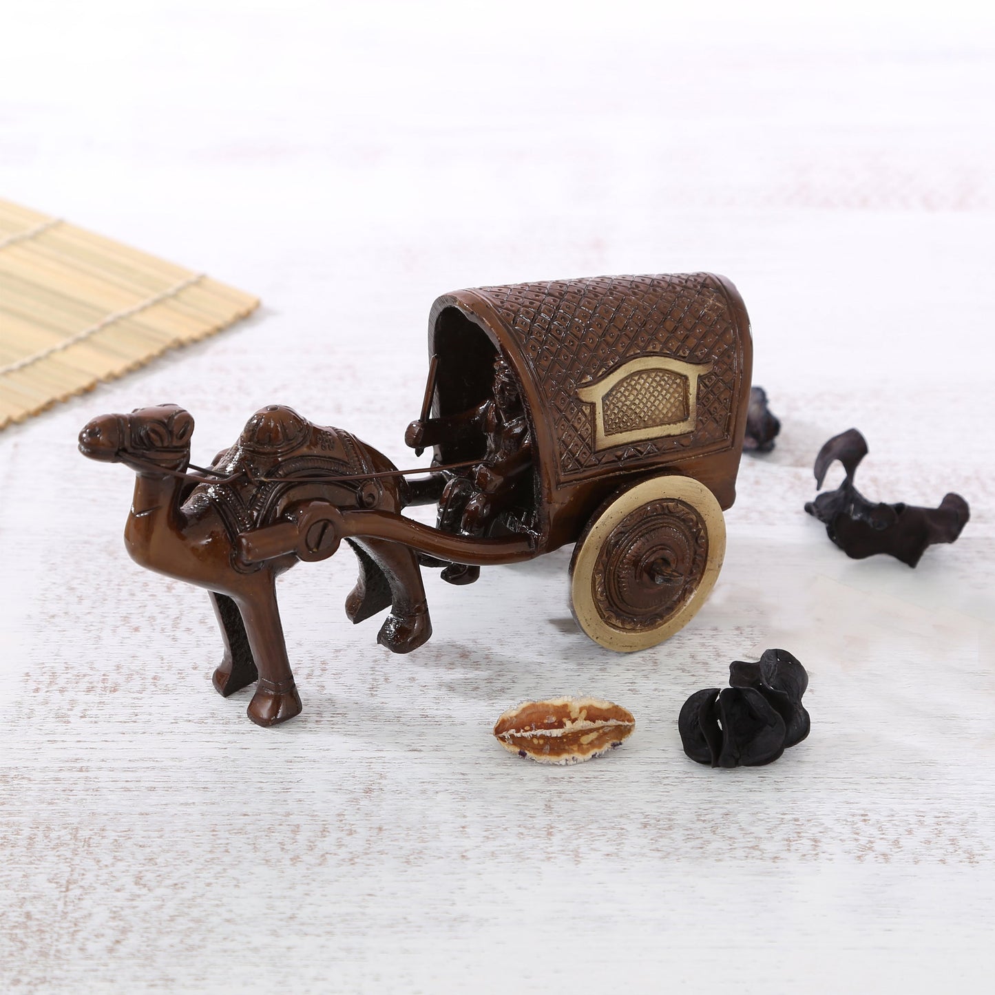 Brass Camel Cart Showpiece Figurine, Standard