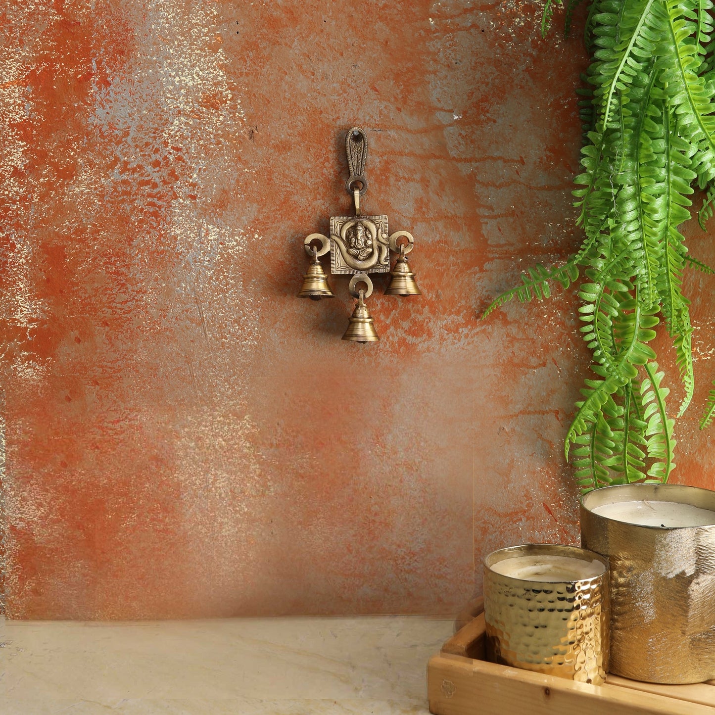 Brass Om Ganesha Hanging Bells, Bells for Home Decor