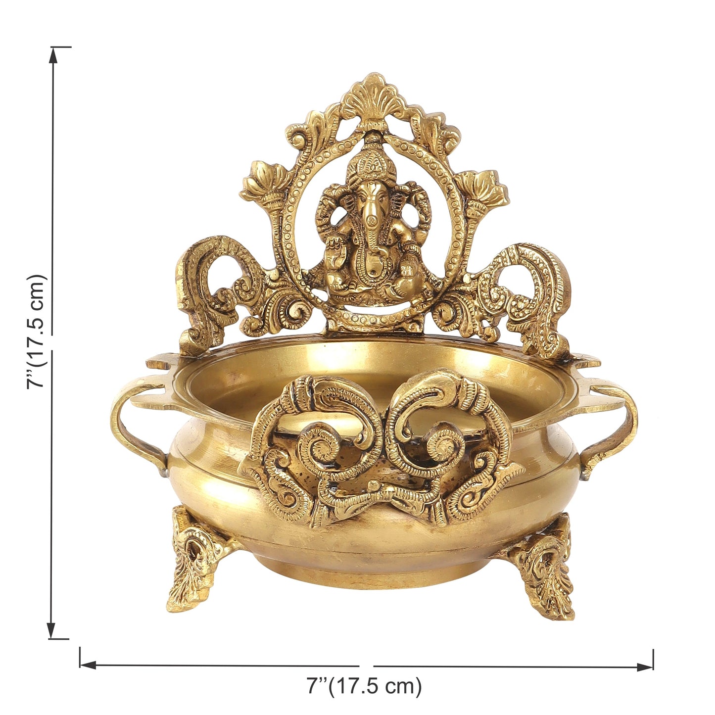 Brass Ethnic Carved Ganesha Design Urli
