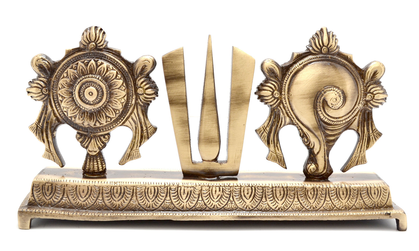 Brass Shankh Chakra Namah Showpiece