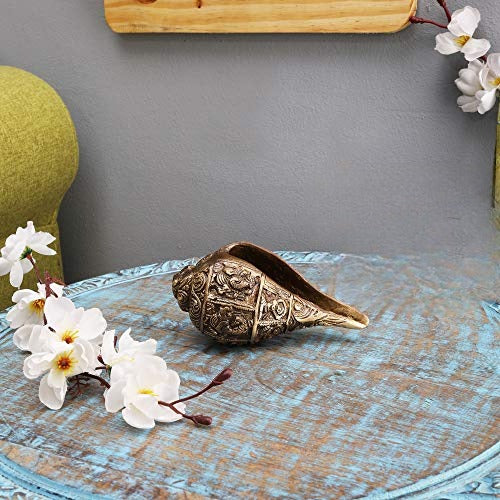 Ganesha Carving Brass Shankh Showpiece