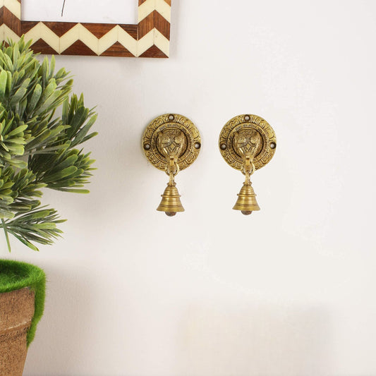 Elephant Face Wall & Door Brass Decorative Bell Pair