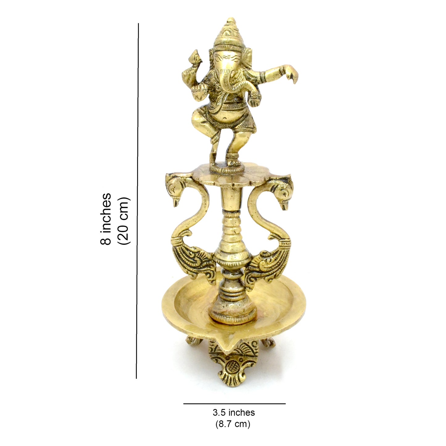 Brass Dancing Ganesha Oil Diya with Base