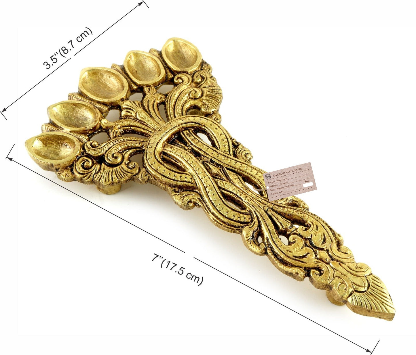 Brass Sheshnag Design Five Oil Wick Pooja Spoon