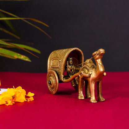 Brass Camel Cart Showpiece Figurine, Standard