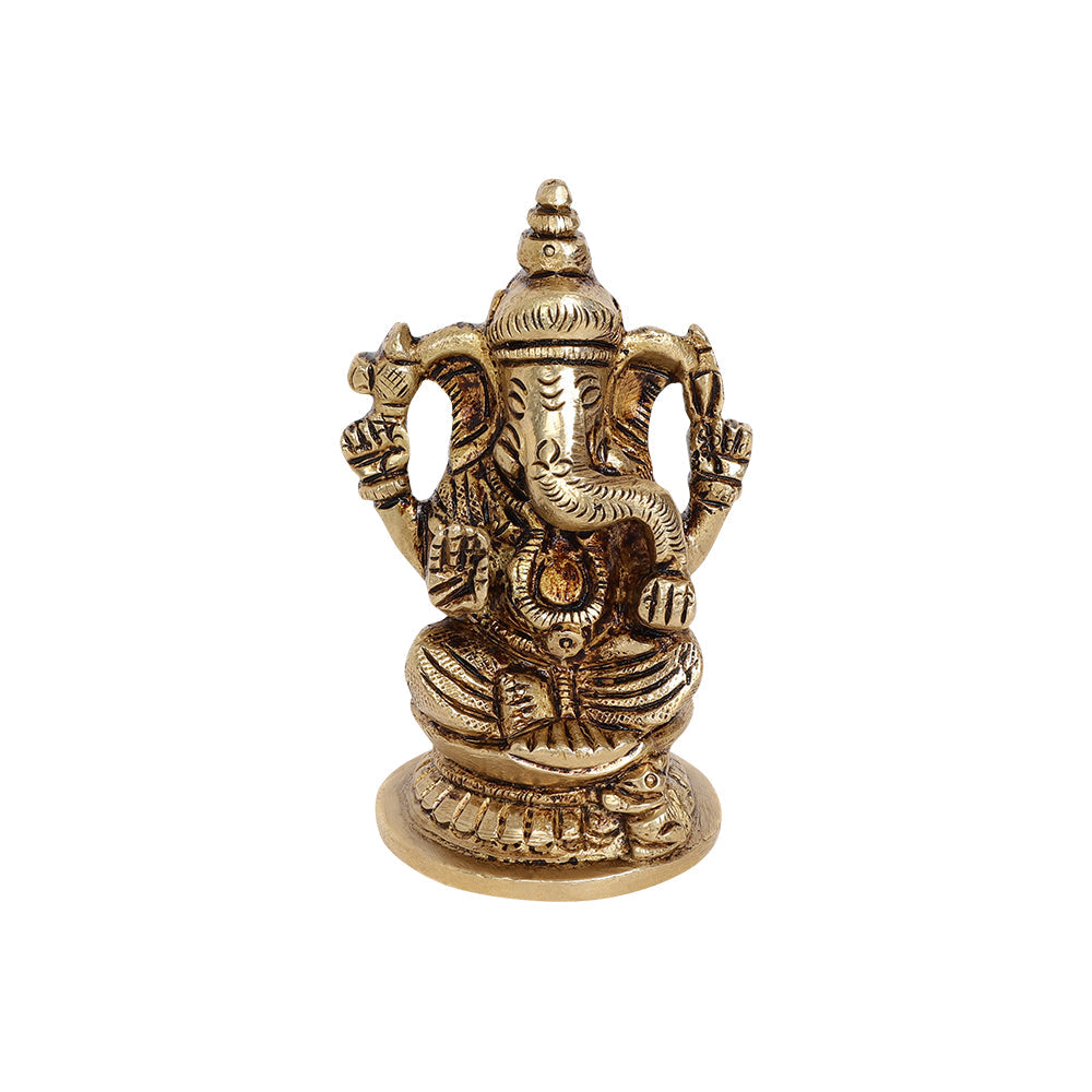 Shakti Ganesha Brass Idol | 100% Pure Brass | Antique Finish