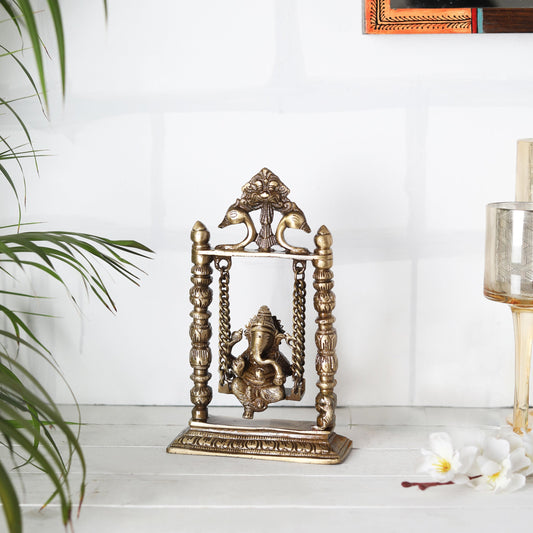 Brass Ganesha On Jhoola Swing Showpiece