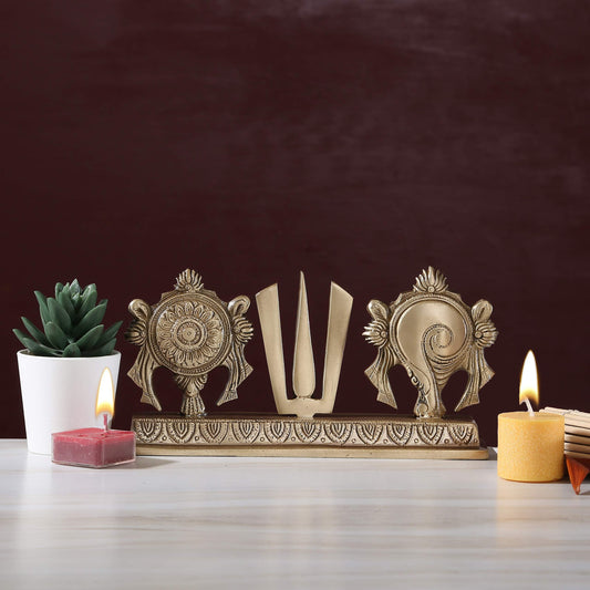 Brass Shankh Chakra Namah Showpiece