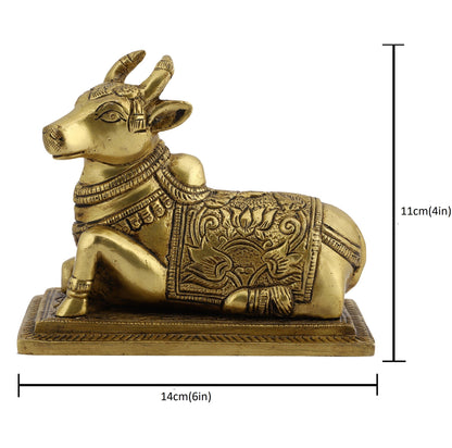 Sitting Nandi Cow Brass Statue