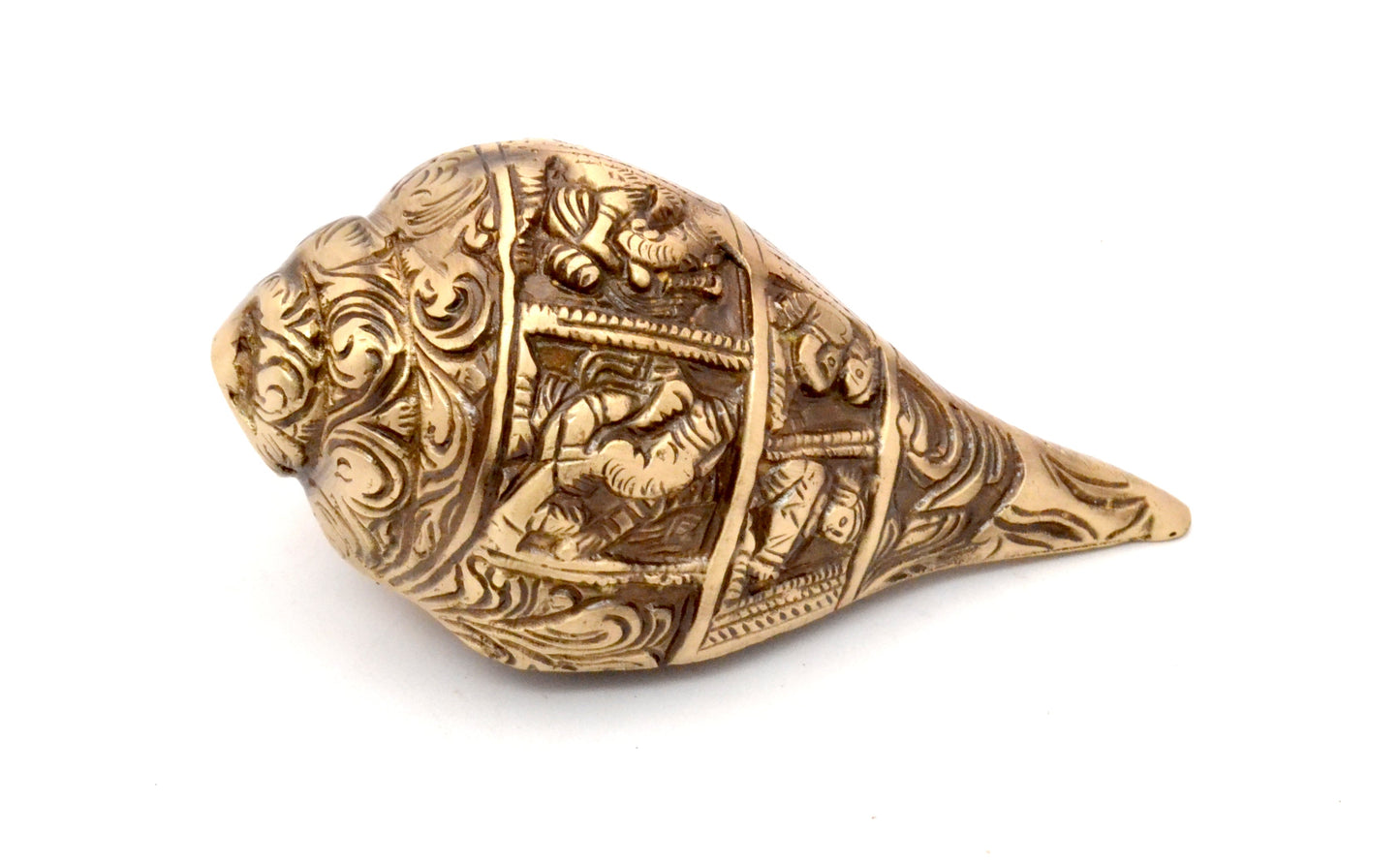 Ganesha Carving Brass Shankh Showpiece