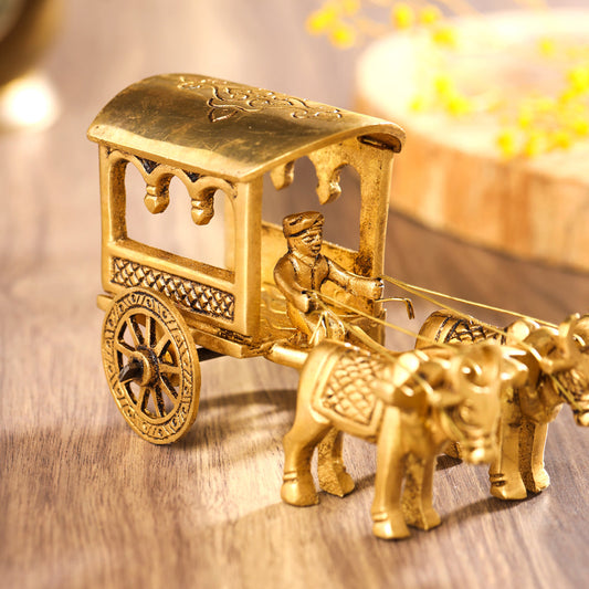 BRASS DOUBLE BULLOCK CART (3 INCH)