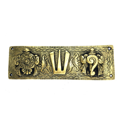 Brass Shankh Chakra Namah Wall Hanging