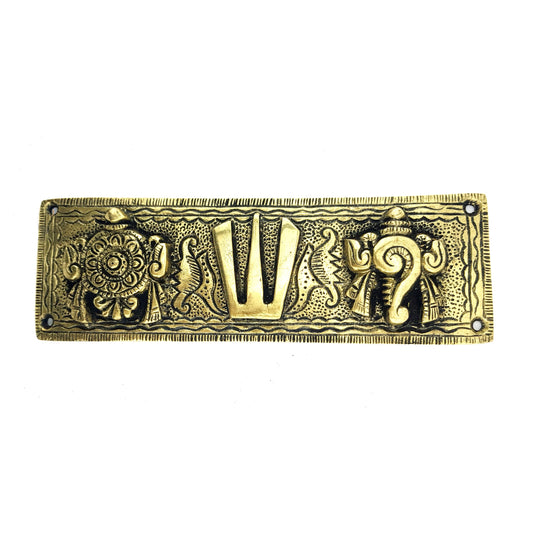 Brass Shankh Chakra Namah Wall Hanging