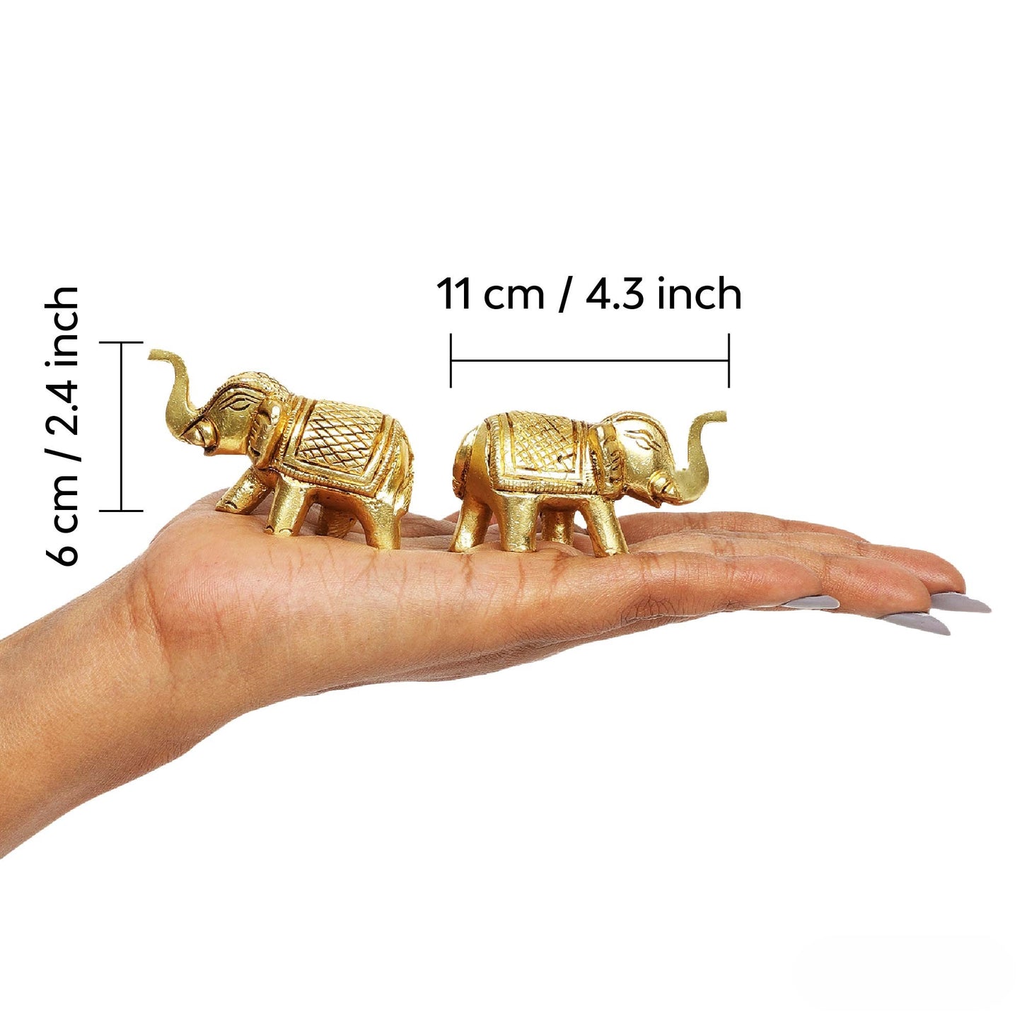 Brass Elephant | Set of 2 | 100% Pure Brass | Yellow Antique Finish