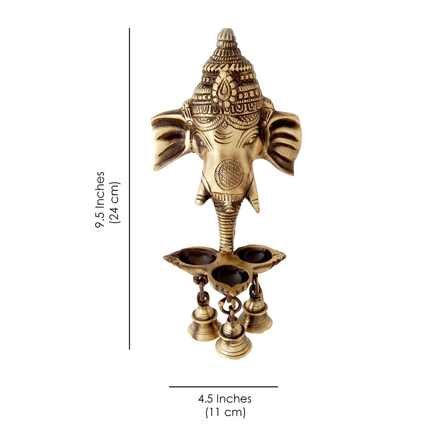 Brass Ganesha Wall Hanging Diya with Bells