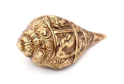 Ganesha Carving Brass Shankh Showpiece