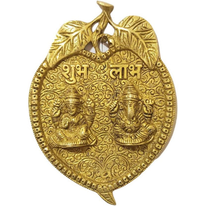 Brass Hindu Ganesh Lakshmi Showpiece Shubh Labh (7.5 INCH)