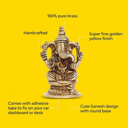 Shakti Ganesha Brass Idol | 100% Pure Brass | Antique Finish