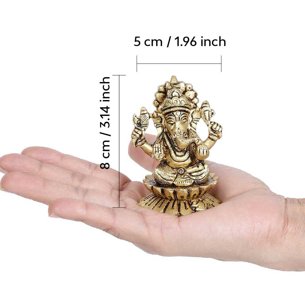 Kamal Ganesh Idol | 100% Pure Brass | Antique Finish