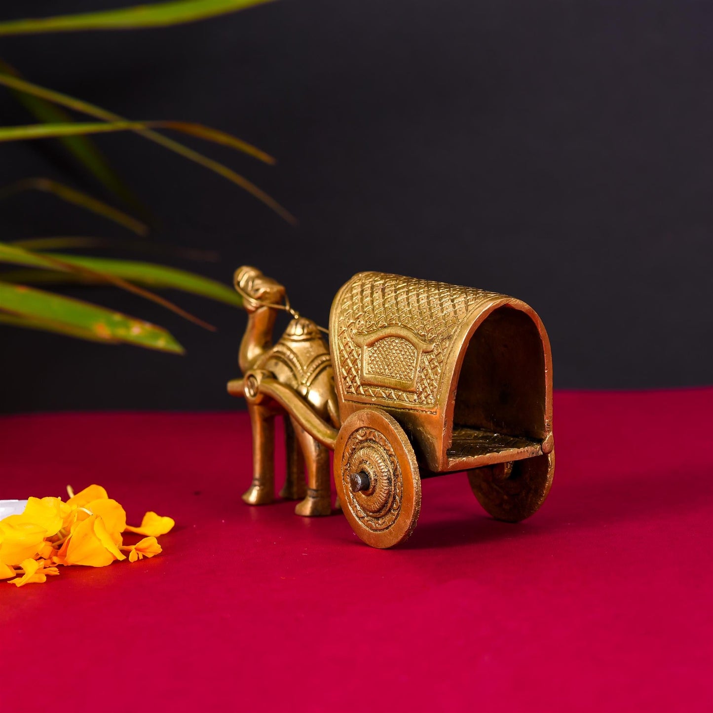 Brass Camel Cart Showpiece Figurine, Standard