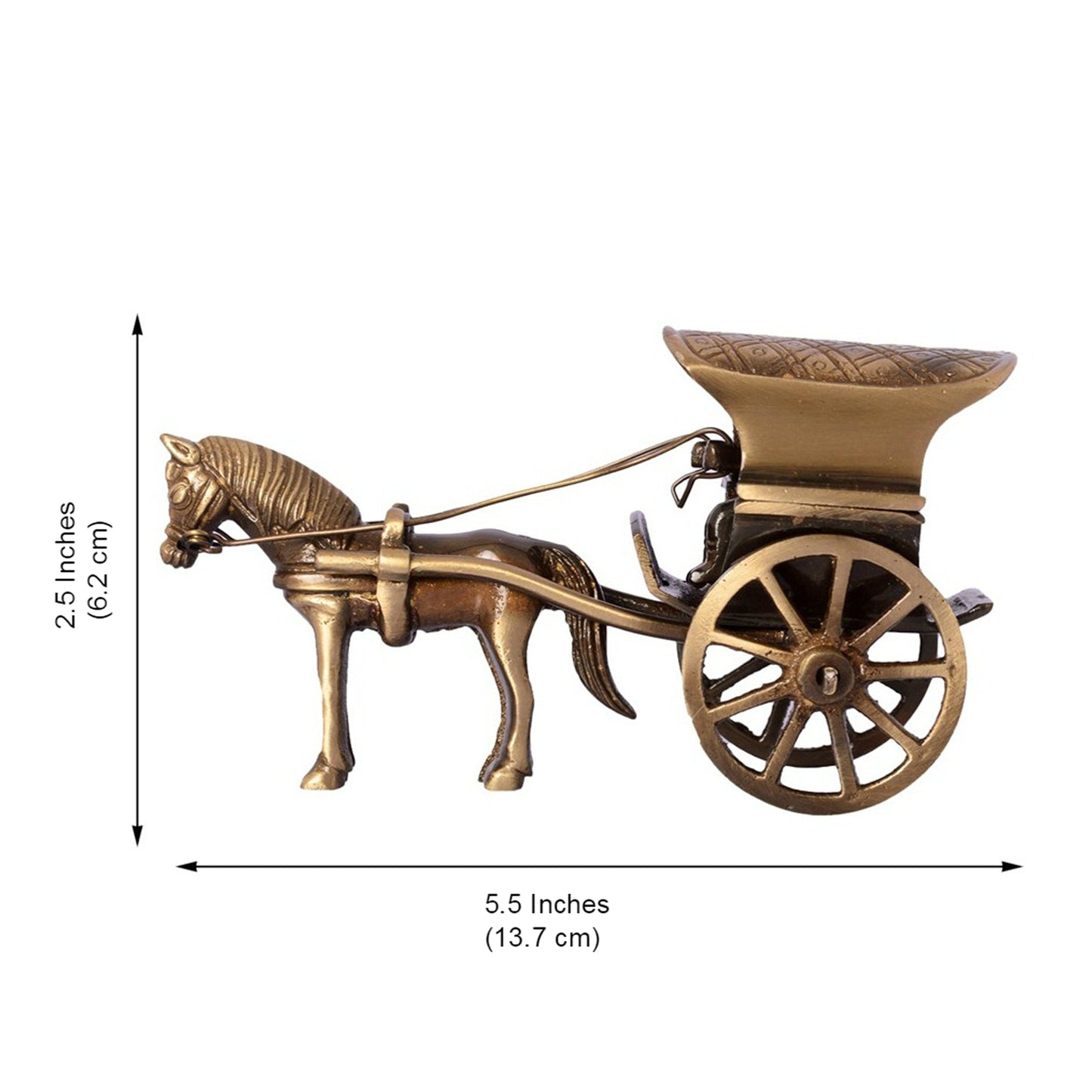 Brass Horse Cart Replica Decor Showpiece