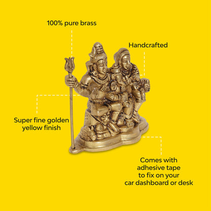 Shiva Parvati Brass Idol | 100% Pure Brass | Antique Finish