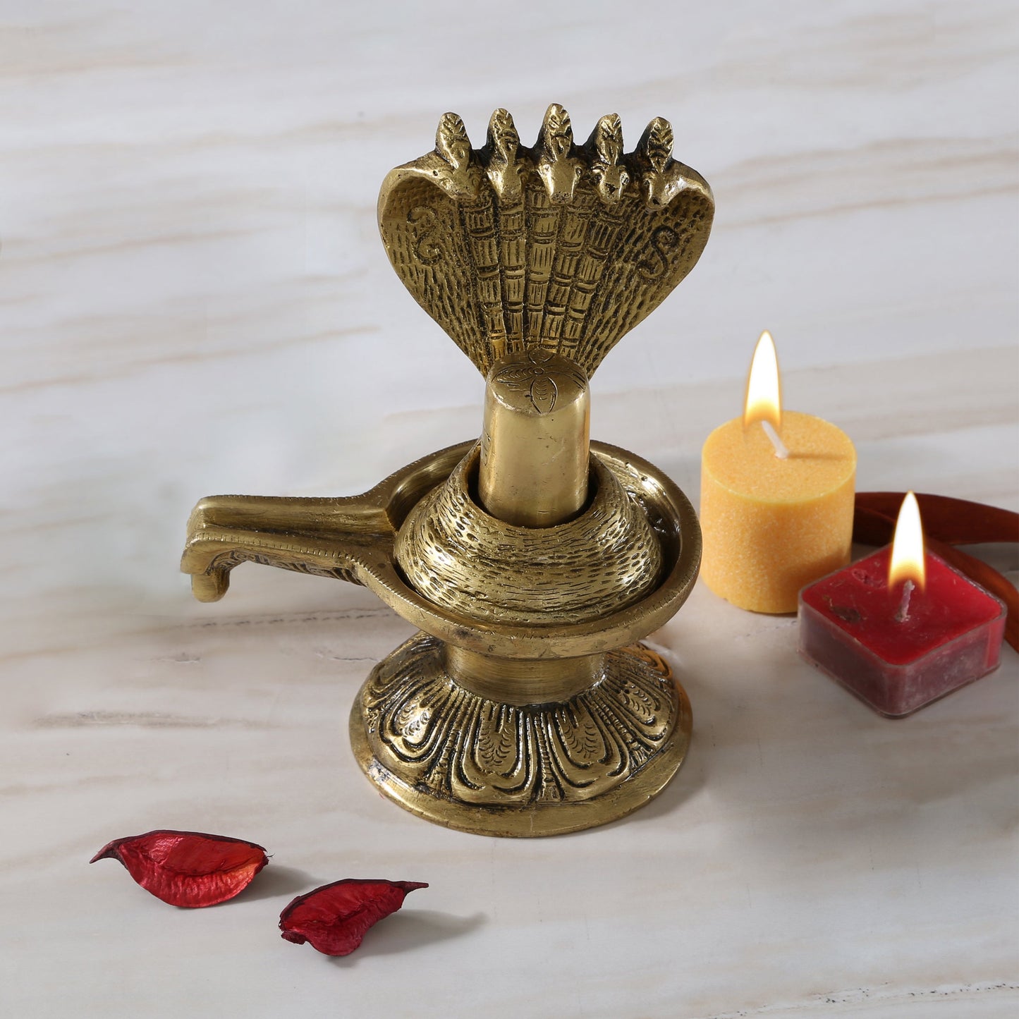 Brass Eternal Shivling with Sheshnag Showpiece