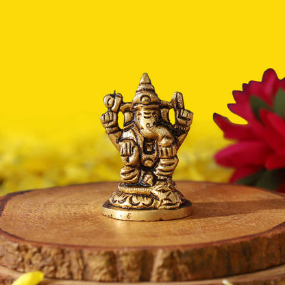 Bhakti Ganapati Brass Idol | 100% Pure Brass | Antique Finish