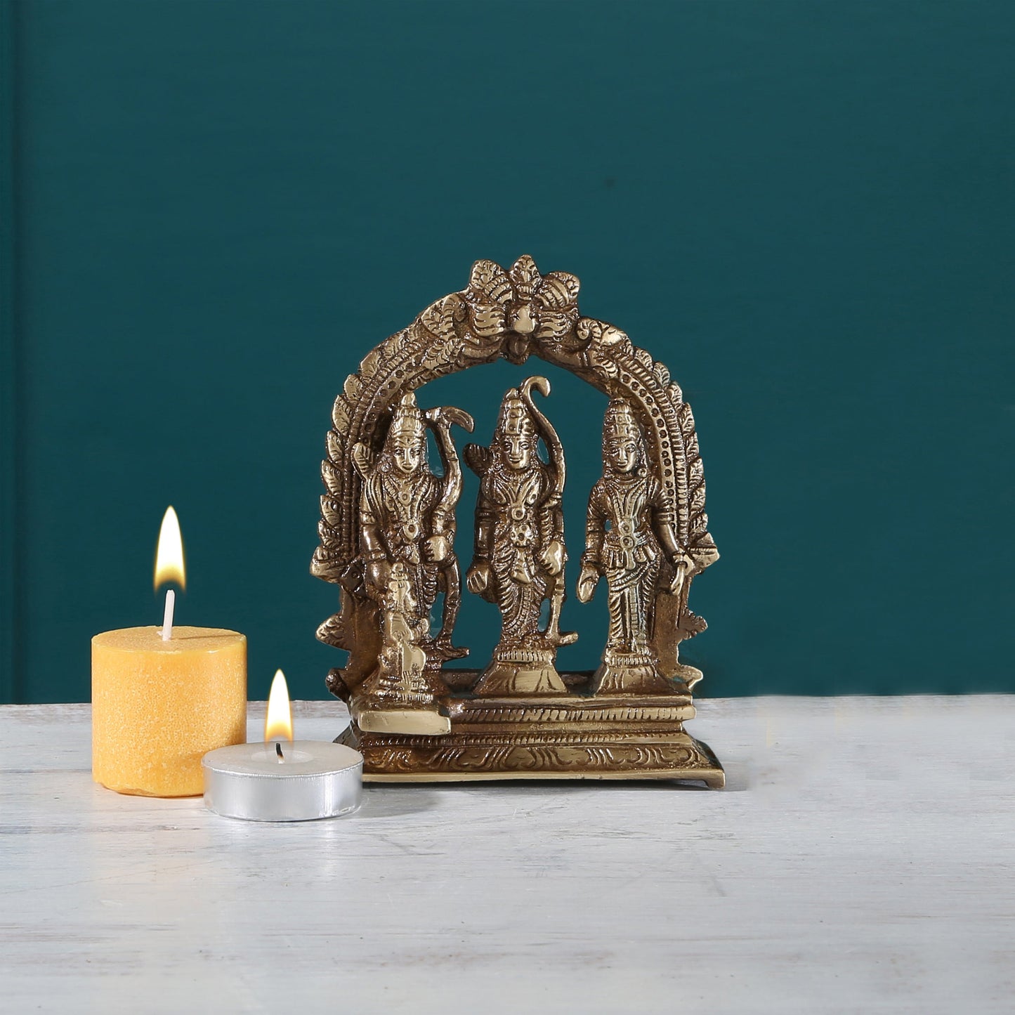 Brass Ram Darbar Idol, Standard, Antique Brown