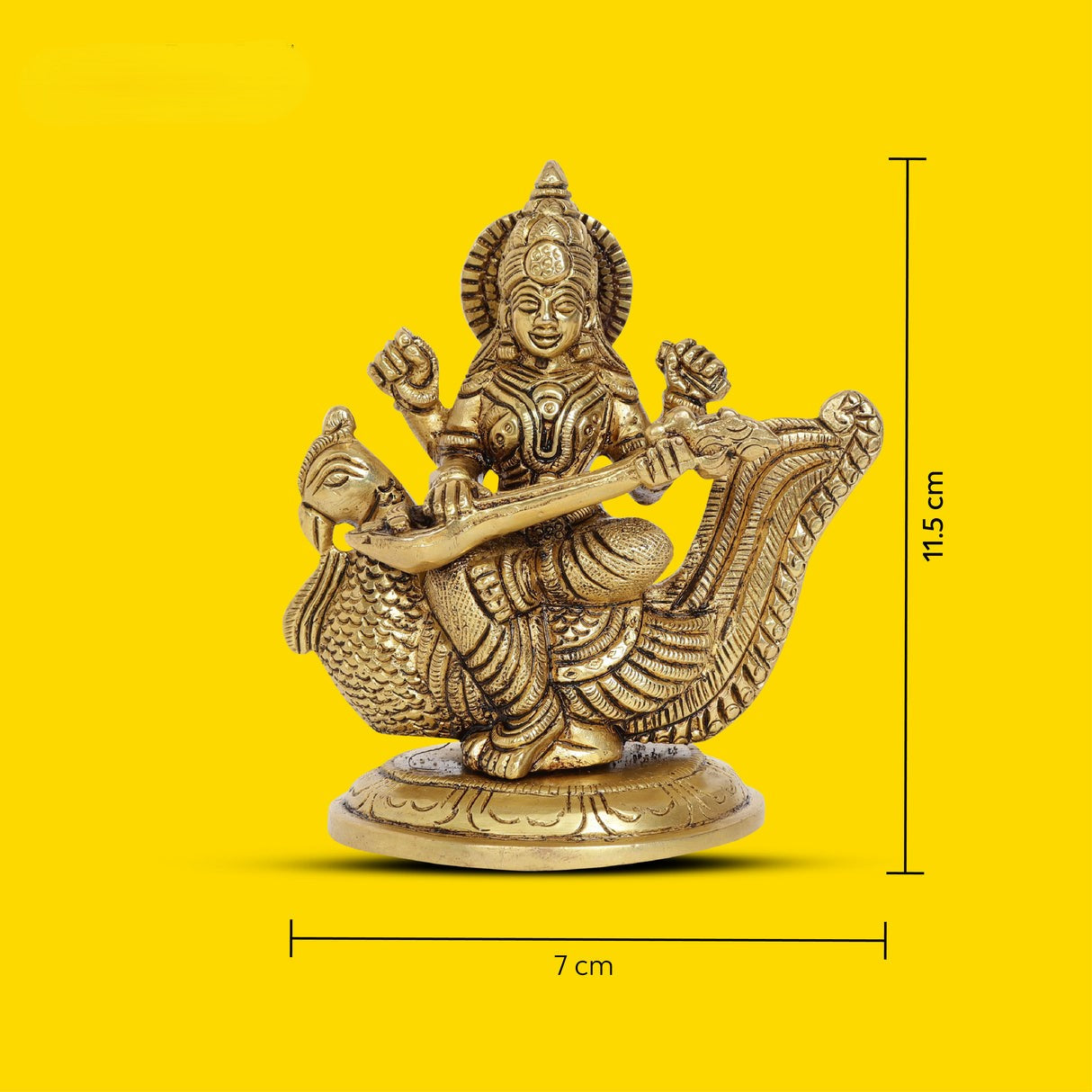 Ma Saraswati Brass Idol | 100% Pure Brass | Antique Finish