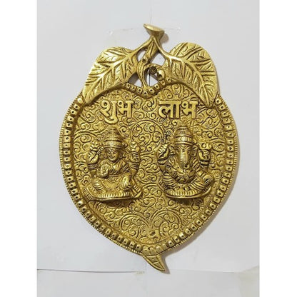 Brass Hindu Ganesh Lakshmi Showpiece Shubh Labh (7.5 INCH)