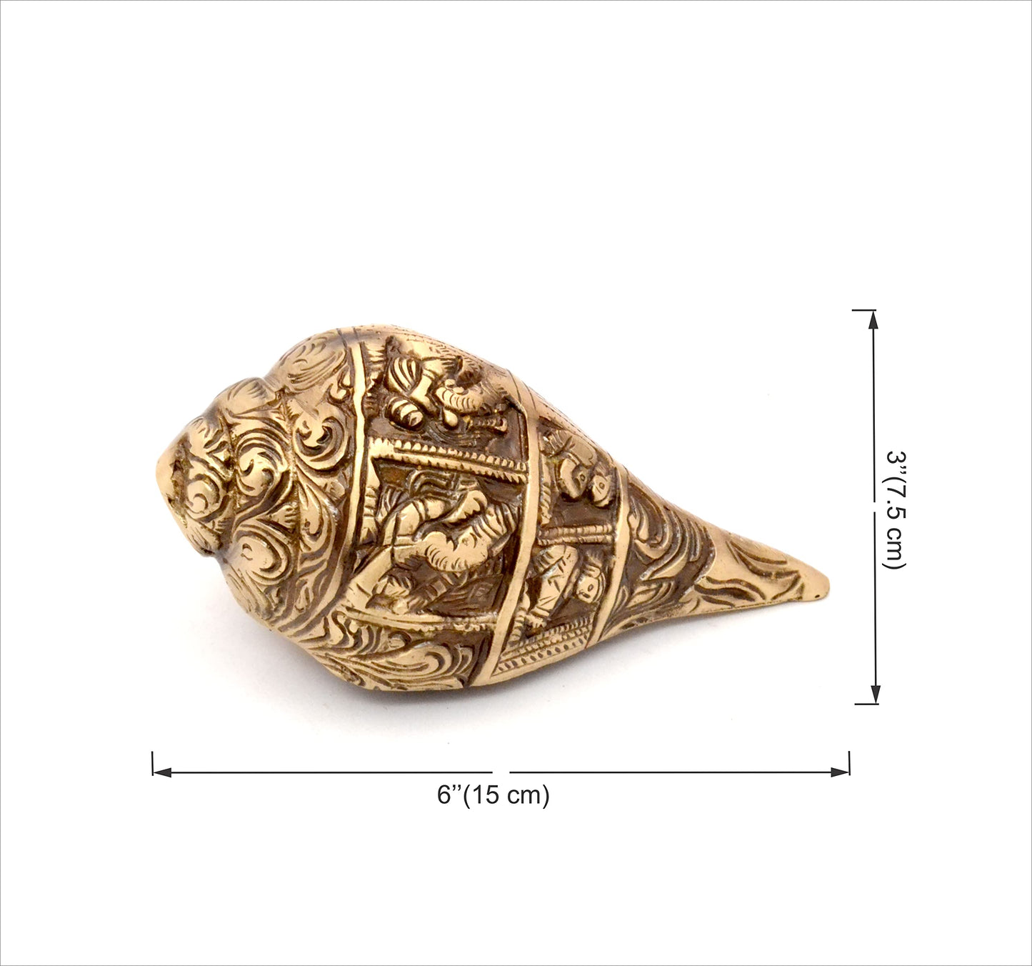 Ganesha Carving Brass Shankh Showpiece