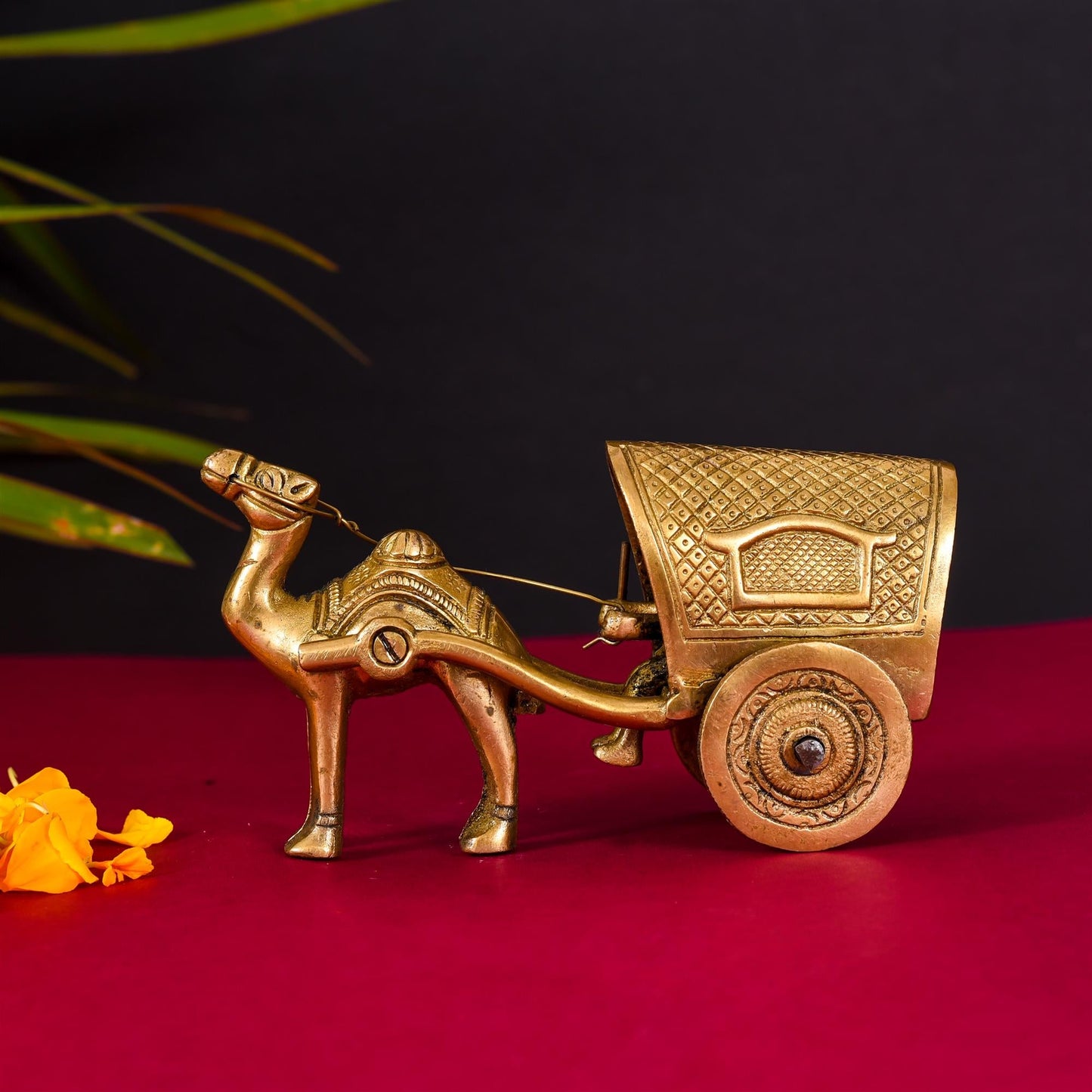 Brass Camel Cart Showpiece Figurine, Standard