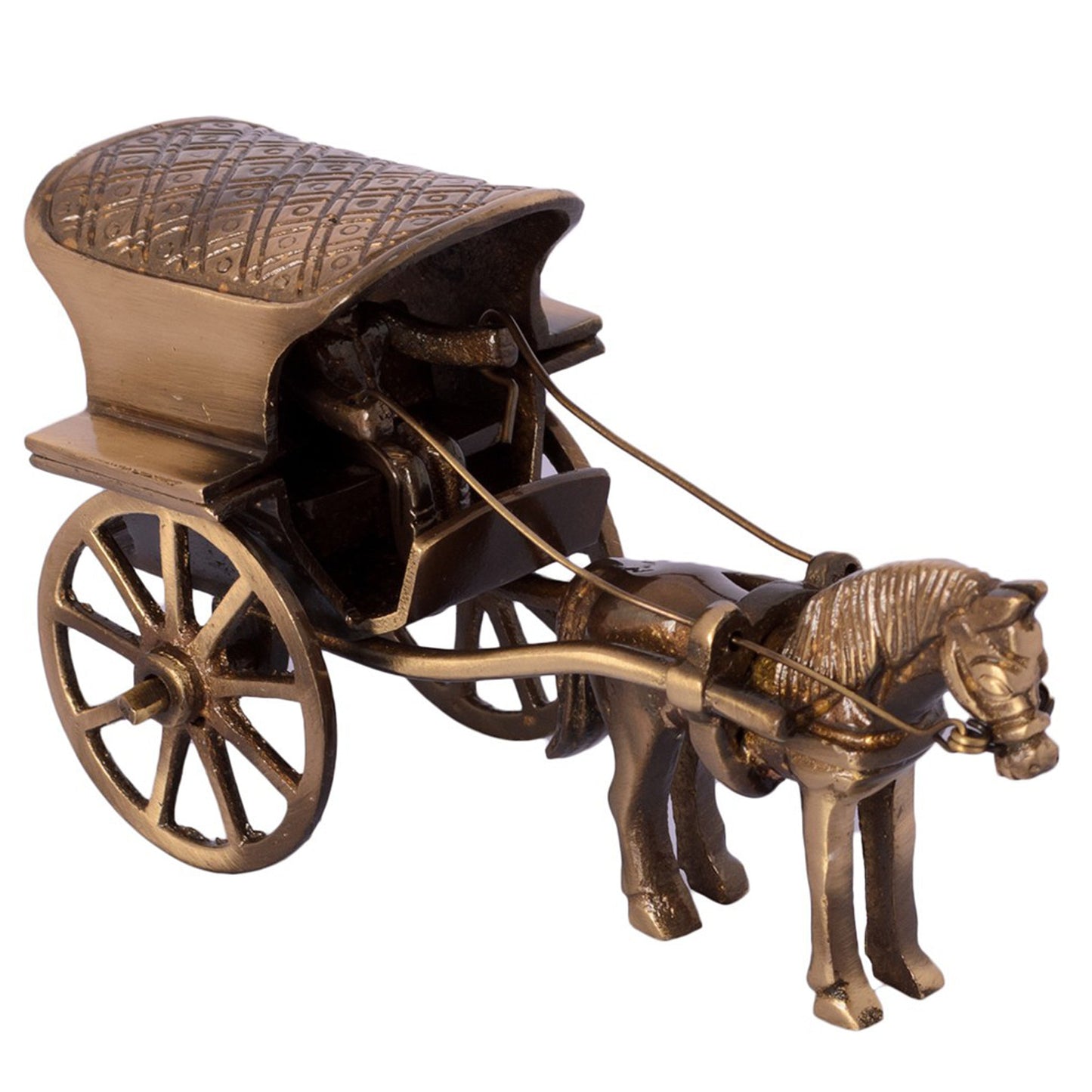Brass Horse Cart Replica Decor Showpiece