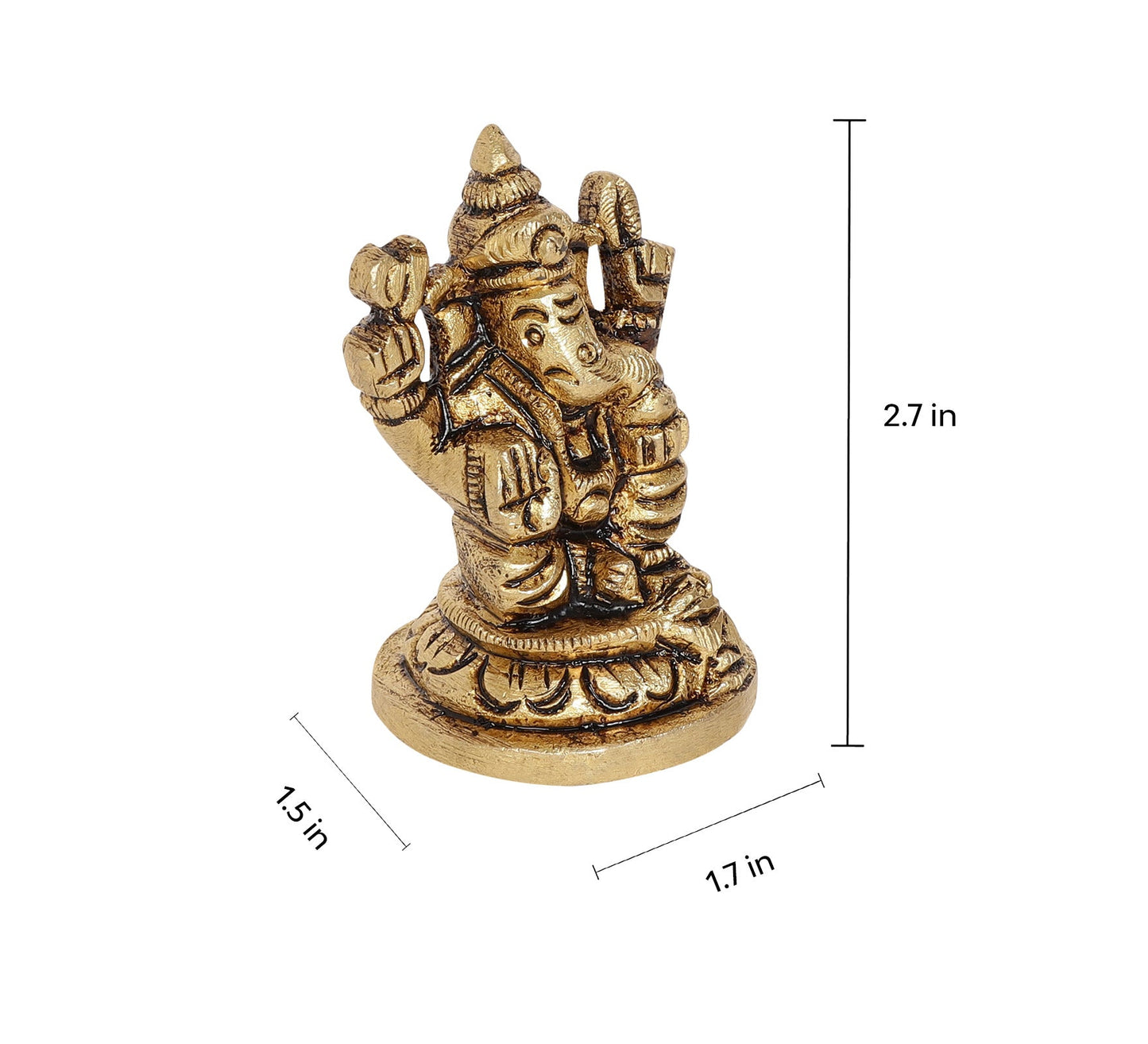 Shakti Ganesha Brass Idol | 100% Pure Brass | Antique Finish